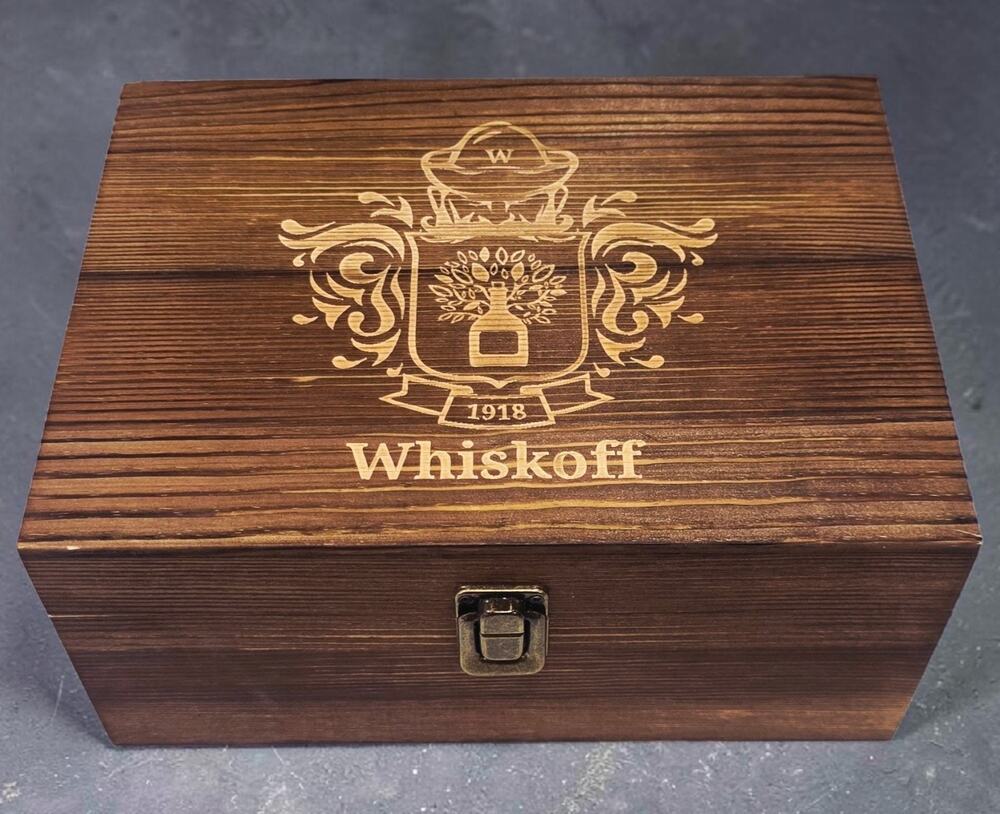 Whiskoff Whiskey Glass and Stones Gift Set 2 Twisted Crystal Glasses Wooden Box